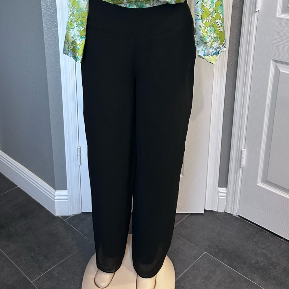 Metaphor Women’s Sheer Overlay Wide Leg Pants – Black, Size M